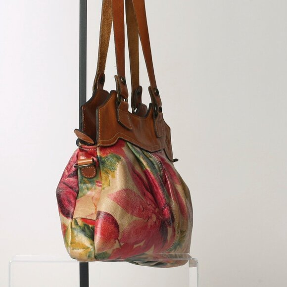 Leather Patricia Nash Large Multi Color Floral Design Handbag - Picture 4 of 11